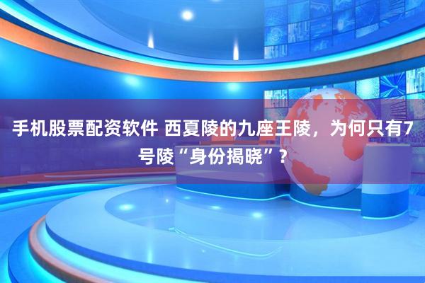 手机股票配资软件 西夏陵的九座王陵，为何只有7号陵“身份揭晓”？