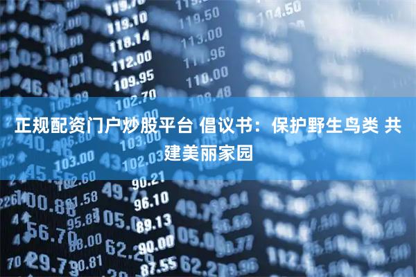 正规配资门户炒股平台 倡议书：保护野生鸟类 共建美丽家园